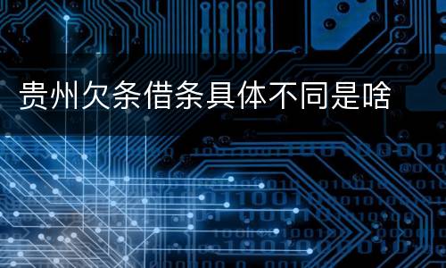 贵州欠条借条具体不同是啥