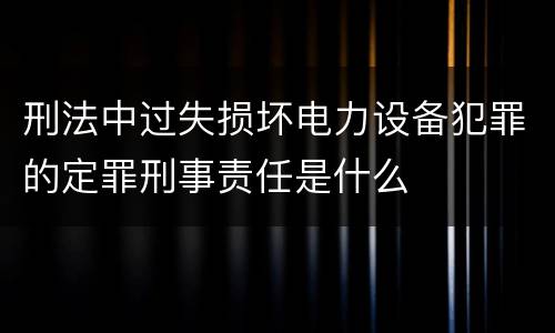 刑法中过失损坏电力设备犯罪的定罪刑事责任是什么