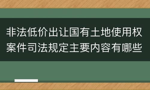 非法低价出让国有土地使用权案件司法规定主要内容有哪些