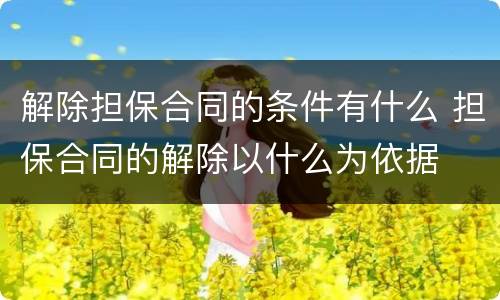 解除担保合同的条件有什么 担保合同的解除以什么为依据