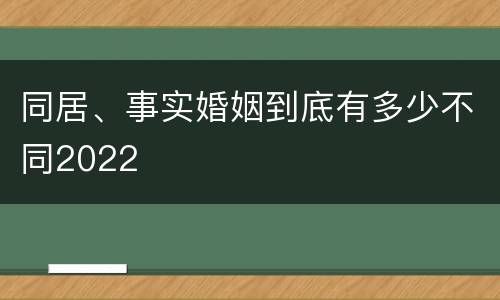 同居、事实婚姻到底有多少不同2022