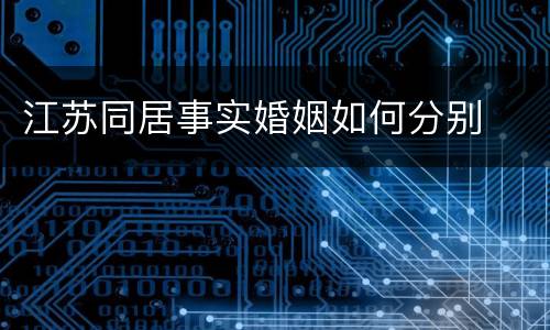 江苏同居事实婚姻如何分别