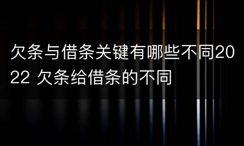 欠条与借条关键有哪些不同2022 欠条给借条的不同