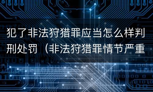 犯了非法狩猎罪应当怎么样判刑处罚（非法狩猎罪情节严重认定）
