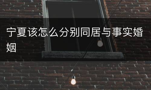 宁夏该怎么分别同居与事实婚姻