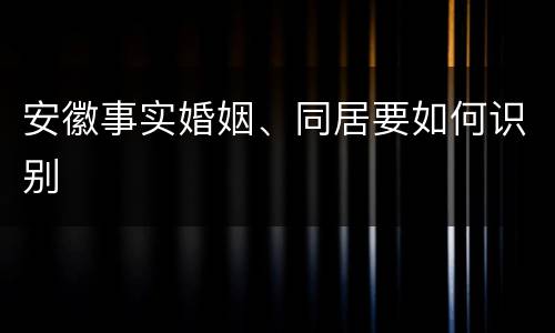 安徽事实婚姻、同居要如何识别