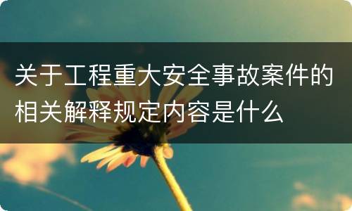 关于工程重大安全事故案件的相关解释规定内容是什么