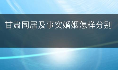 甘肃同居及事实婚姻怎样分别