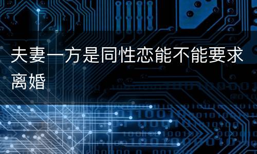 夫妻一方是同性恋能不能要求离婚