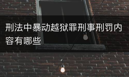 刑法中暴动越狱罪刑事刑罚内容有哪些