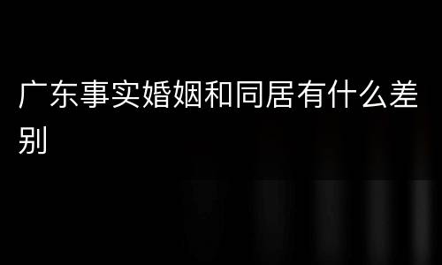 广东事实婚姻和同居有什么差别