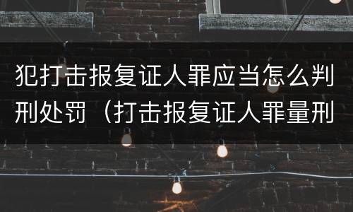 犯打击报复证人罪应当怎么判刑处罚（打击报复证人罪量刑标准）