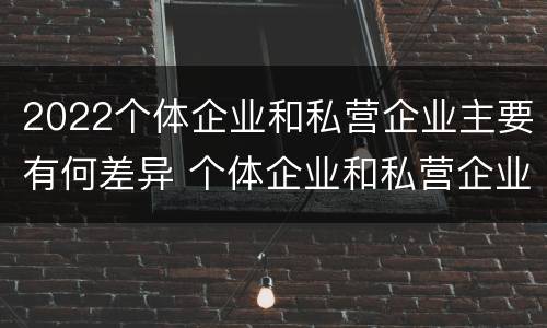 2022个体企业和私营企业主要有何差异 个体企业和私营企业有什么区别和联系