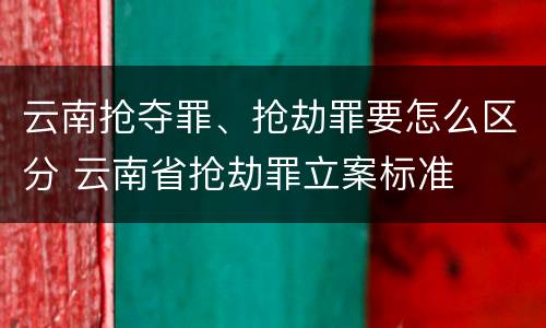 云南抢夺罪、抢劫罪要怎么区分 云南省抢劫罪立案标准