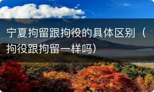 宁夏拘留跟拘役的具体区别（拘役跟拘留一样吗）