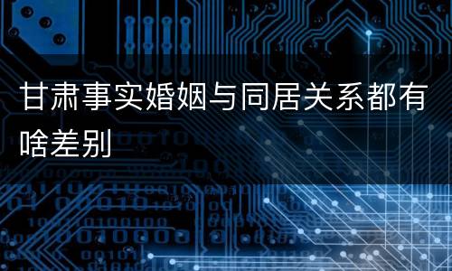 甘肃事实婚姻与同居关系都有啥差别