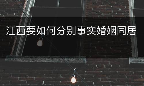 江西要如何分别事实婚姻同居