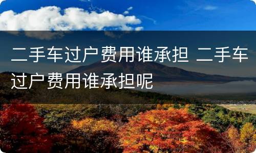 二手车过户费用谁承担 二手车过户费用谁承担呢