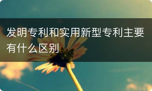 发明专利和实用新型专利主要有什么区别