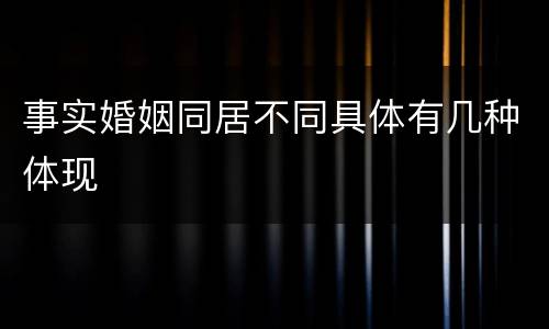 事实婚姻同居不同具体有几种体现