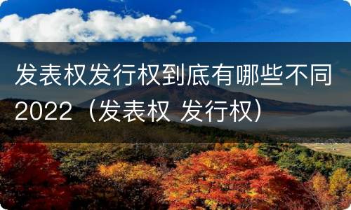 发表权发行权到底有哪些不同2022（发表权 发行权）