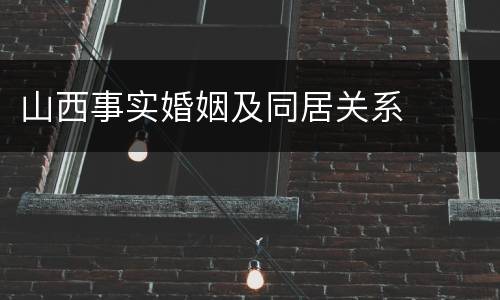 山西事实婚姻及同居关系