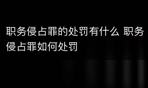 职务侵占罪的处罚有什么 职务侵占罪如何处罚