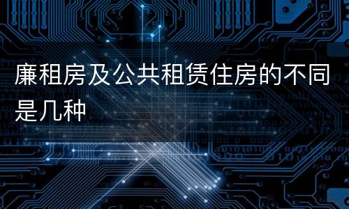 廉租房及公共租赁住房的不同是几种