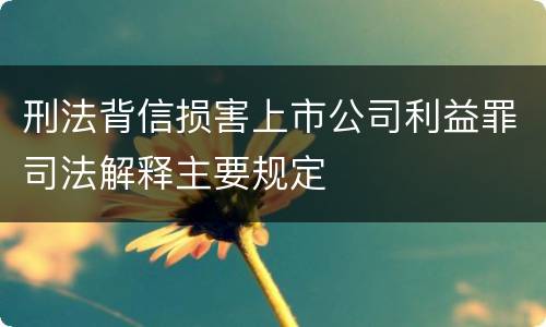 刑法背信损害上市公司利益罪司法解释主要规定