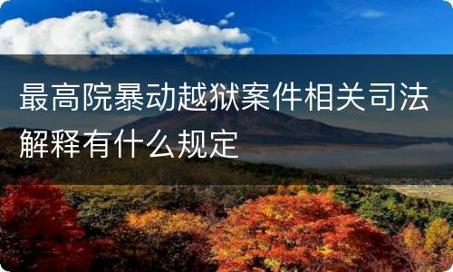 最高院暴动越狱案件相关司法解释有什么规定