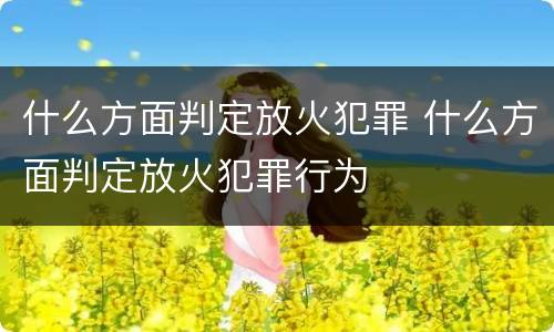 什么方面判定放火犯罪 什么方面判定放火犯罪行为