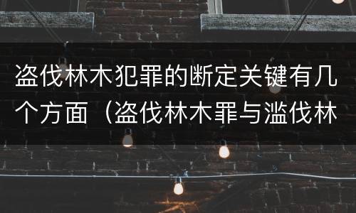 盗伐林木犯罪的断定关键有几个方面（盗伐林木罪与滥伐林木罪的关键区别是）