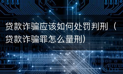 贷款诈骗应该如何处罚判刑（贷款诈骗罪怎么量刑）