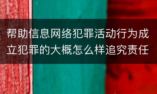 帮助信息网络犯罪活动行为成立犯罪的大概怎么样追究责任