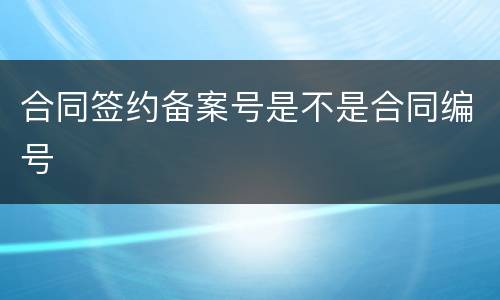 合同签约备案号是不是合同编号