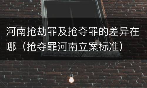 河南抢劫罪及抢夺罪的差异在哪（抢夺罪河南立案标准）