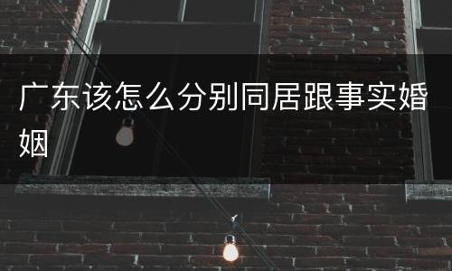 广东该怎么分别同居跟事实婚姻