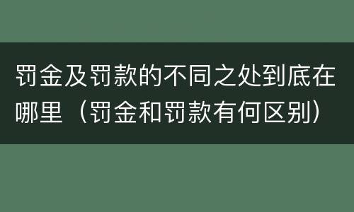 罚金及罚款的不同之处到底在哪里（罚金和罚款有何区别）