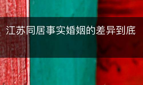 江苏同居事实婚姻的差异到底