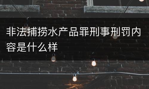 非法捕捞水产品罪刑事刑罚内容是什么样