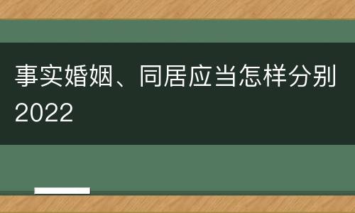 事实婚姻、同居应当怎样分别2022