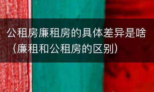 公租房廉租房的具体差异是啥（廉租和公租房的区别）