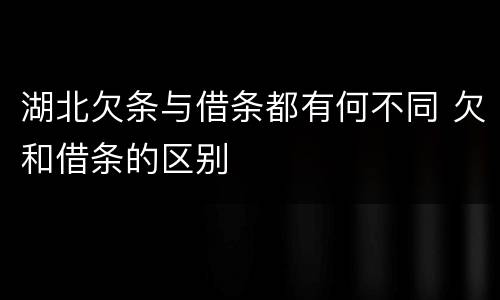 湖北欠条与借条都有何不同 欠和借条的区别