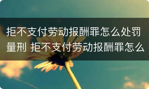 拒不支付劳动报酬罪怎么处罚量刑 拒不支付劳动报酬罪怎么处罚量刑的