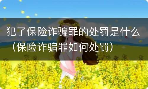 犯了保险诈骗罪的处罚是什么（保险诈骗罪如何处罚）
