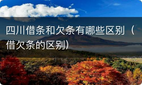四川借条和欠条有哪些区别（借欠条的区别）