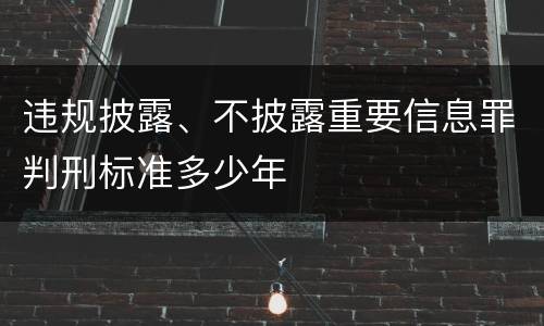 违规披露、不披露重要信息罪判刑标准多少年