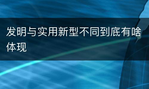 发明与实用新型不同到底有啥体现