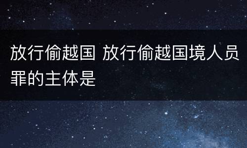 放行偷越国 放行偷越国境人员罪的主体是