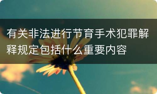 有关非法进行节育手术犯罪解释规定包括什么重要内容